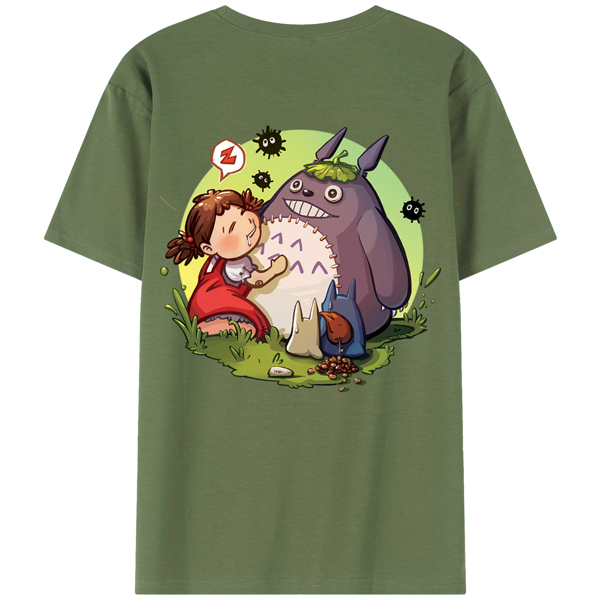 （画像用） となりのトトロ 草壁メイ 草壁サツキ My Neighbor Totoro Satsuki Kusakabe Mei Kusakabe 綿100％ メンズ半袖Tシャツ（バックプリント） 通気性